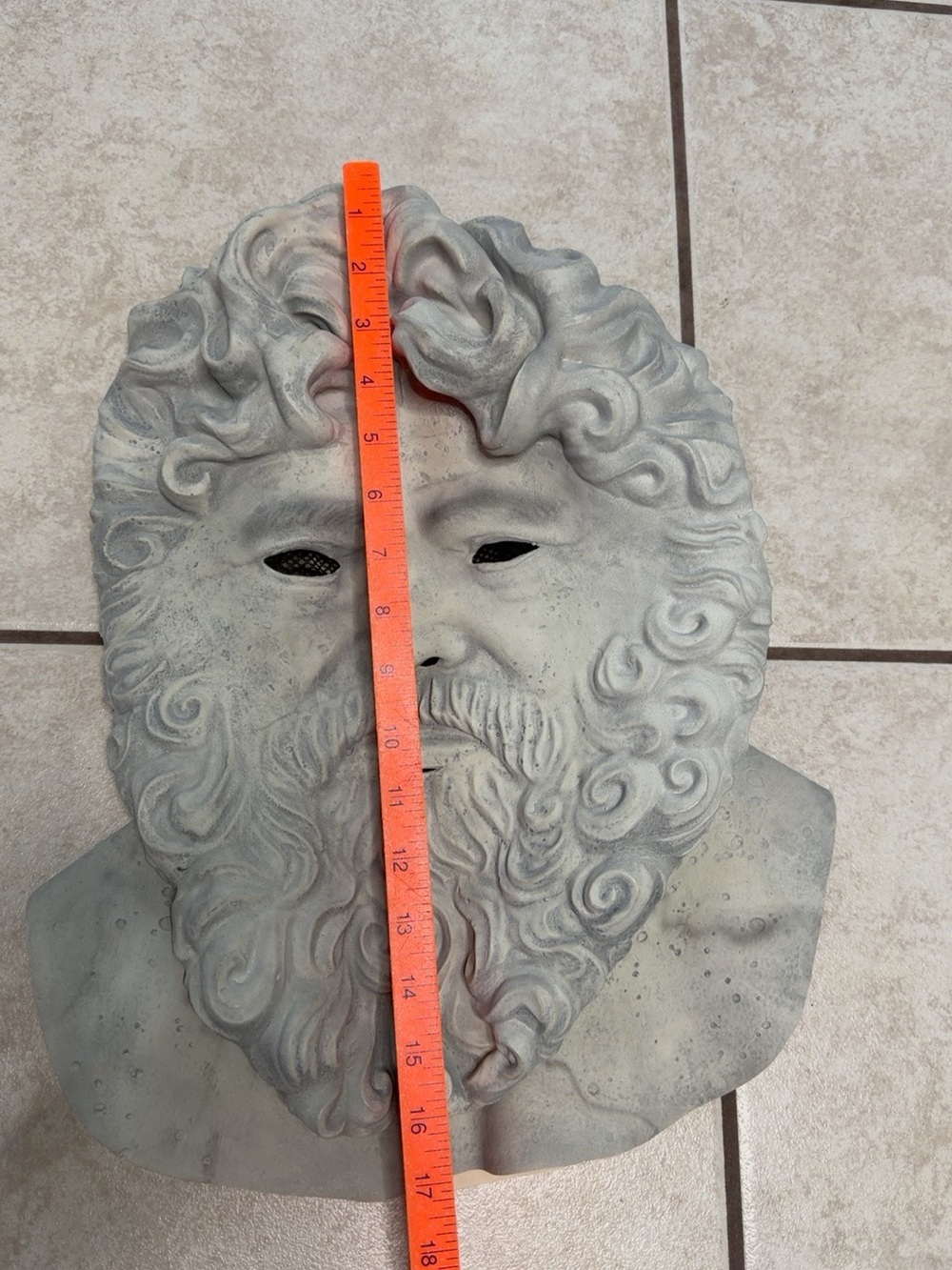 Roman Stone Statue Latex Mask Greek God Zeus Halloween Costume Adult - Picture 6 of 6